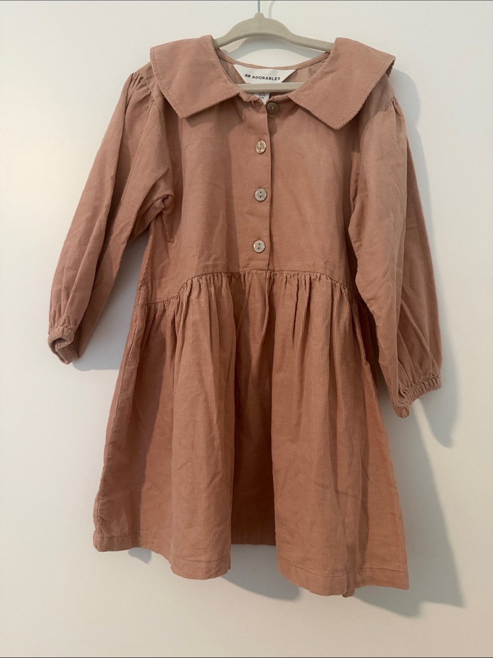 H&M Adorables Dusty Rose Corduroy Peter Pan Collar Dress
